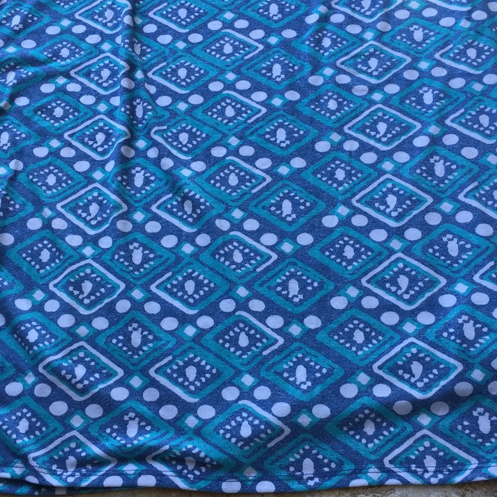 LuLaRoe half sleeve: faded denim/turquoise/white - Picture 6 of 8